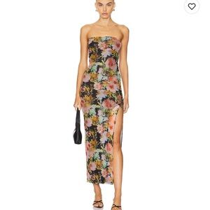 Elegant Floral Strapless Dress